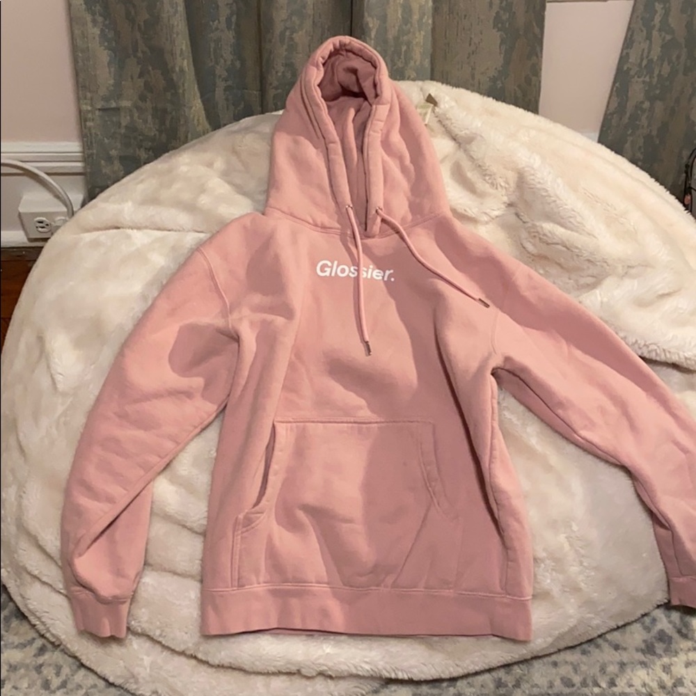 Glossier pink hoodie